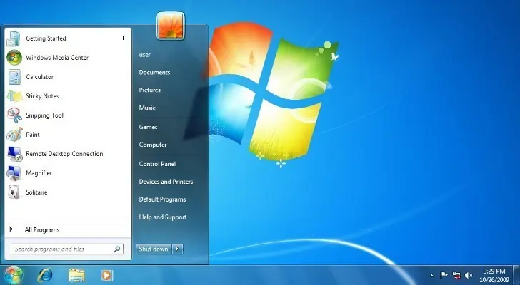 Captura de pantalla de Windows 7
