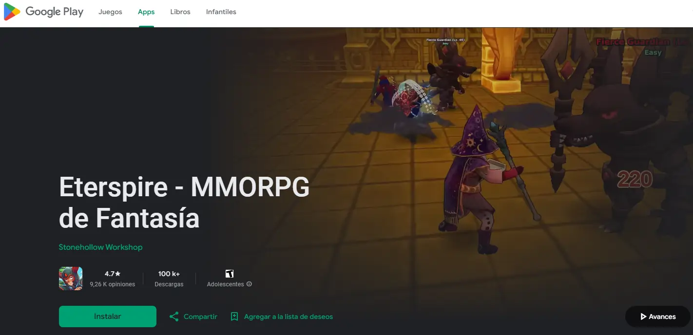 Eterspire en Google Play
