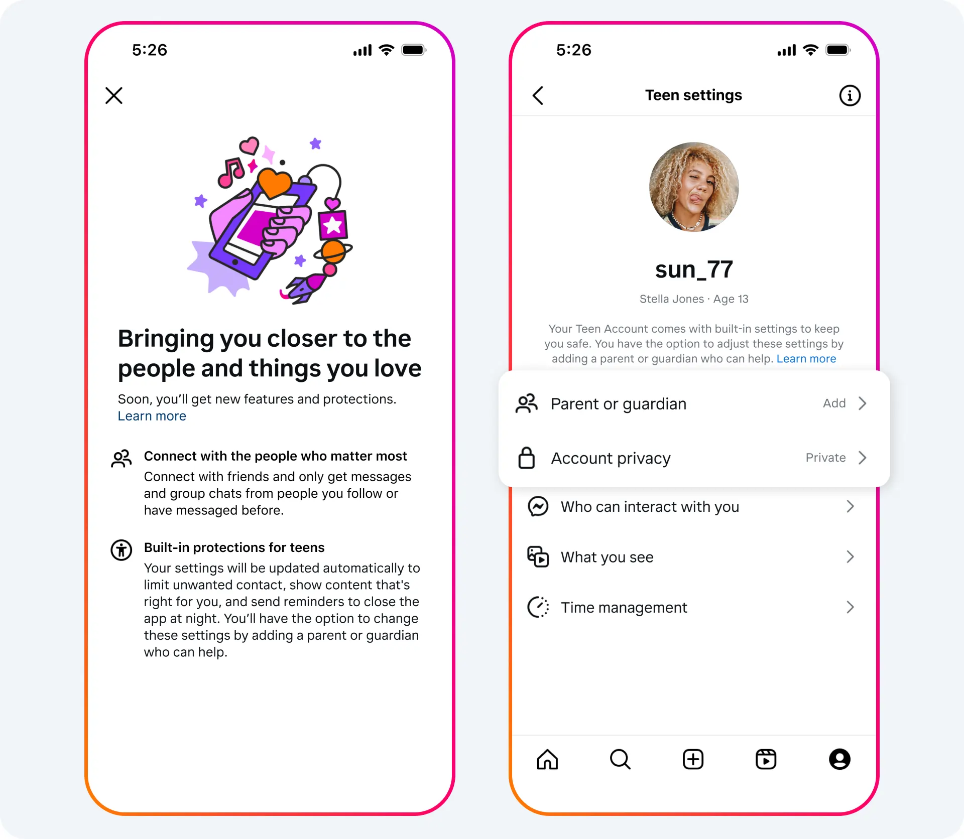 Configuraciones de seguridad para adolescentes en apps de Meta