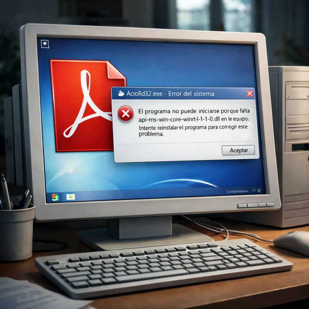 Error api-ms-win-core-winrt-l1-1-0.dll en Windows 7: cómo solucionarlo en Adobe Reader