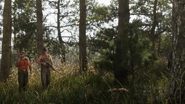 Escena de exploración y caza en los bosques de GTA 6
