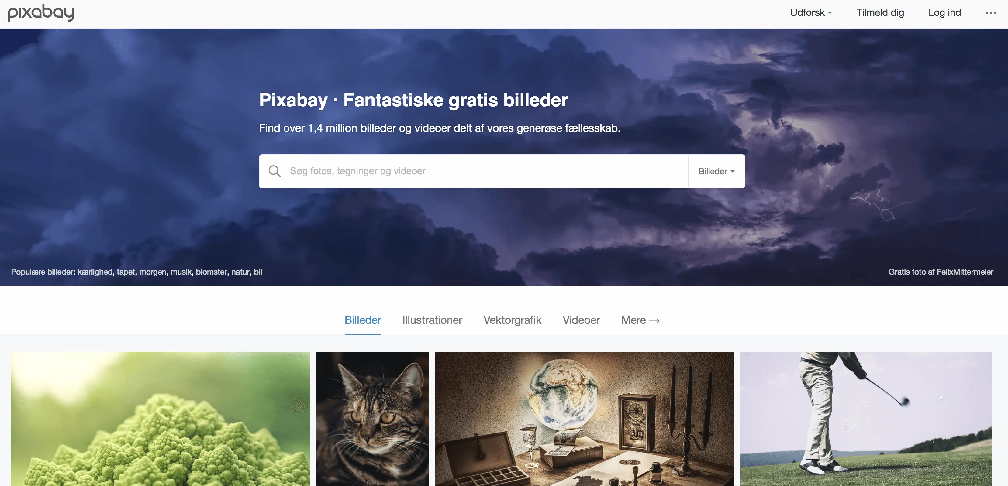 Sitio web de Pixabay mostrando imágenes, videos y recursos multimedia gratuitos