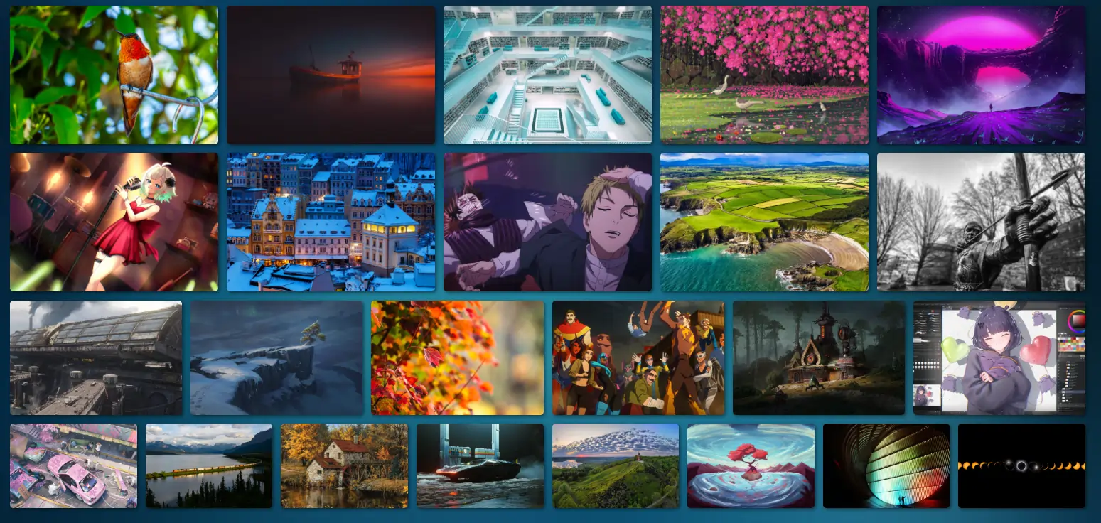 Sitio web de Wallhaven mostrando wallpapers y arte digital en alta resolución