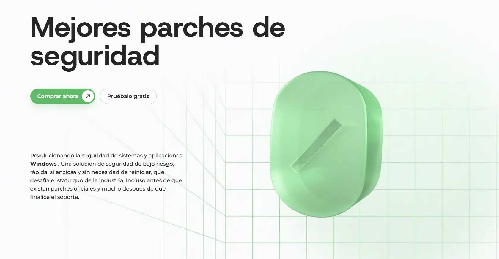 Página principal de 0patch mostrando su propuesta de parches de seguridad para Windows