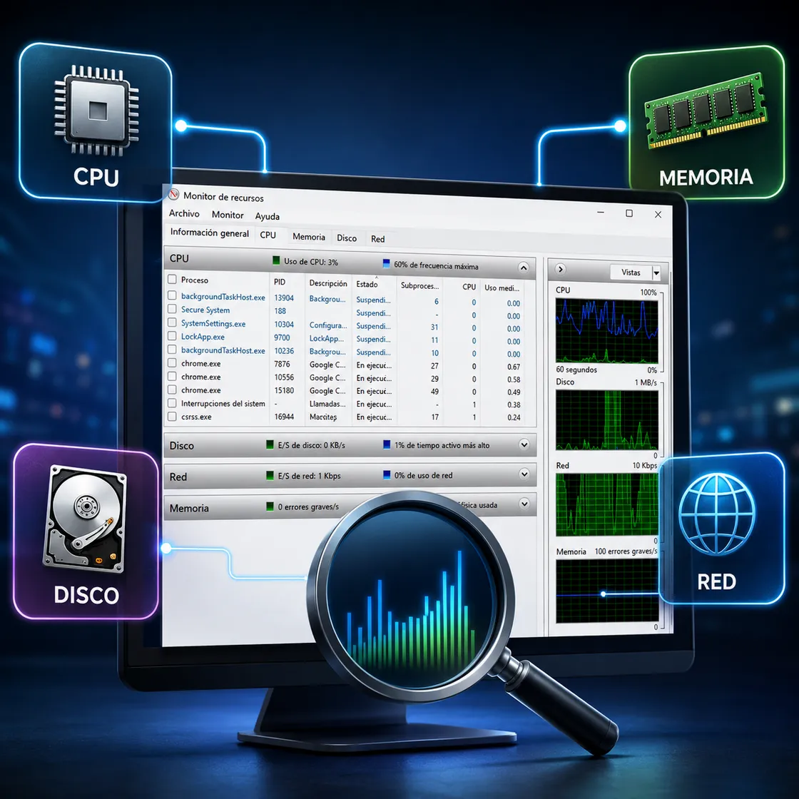 Monitor de recursos de Windows: cómo saber qué está consumiendo tu PC