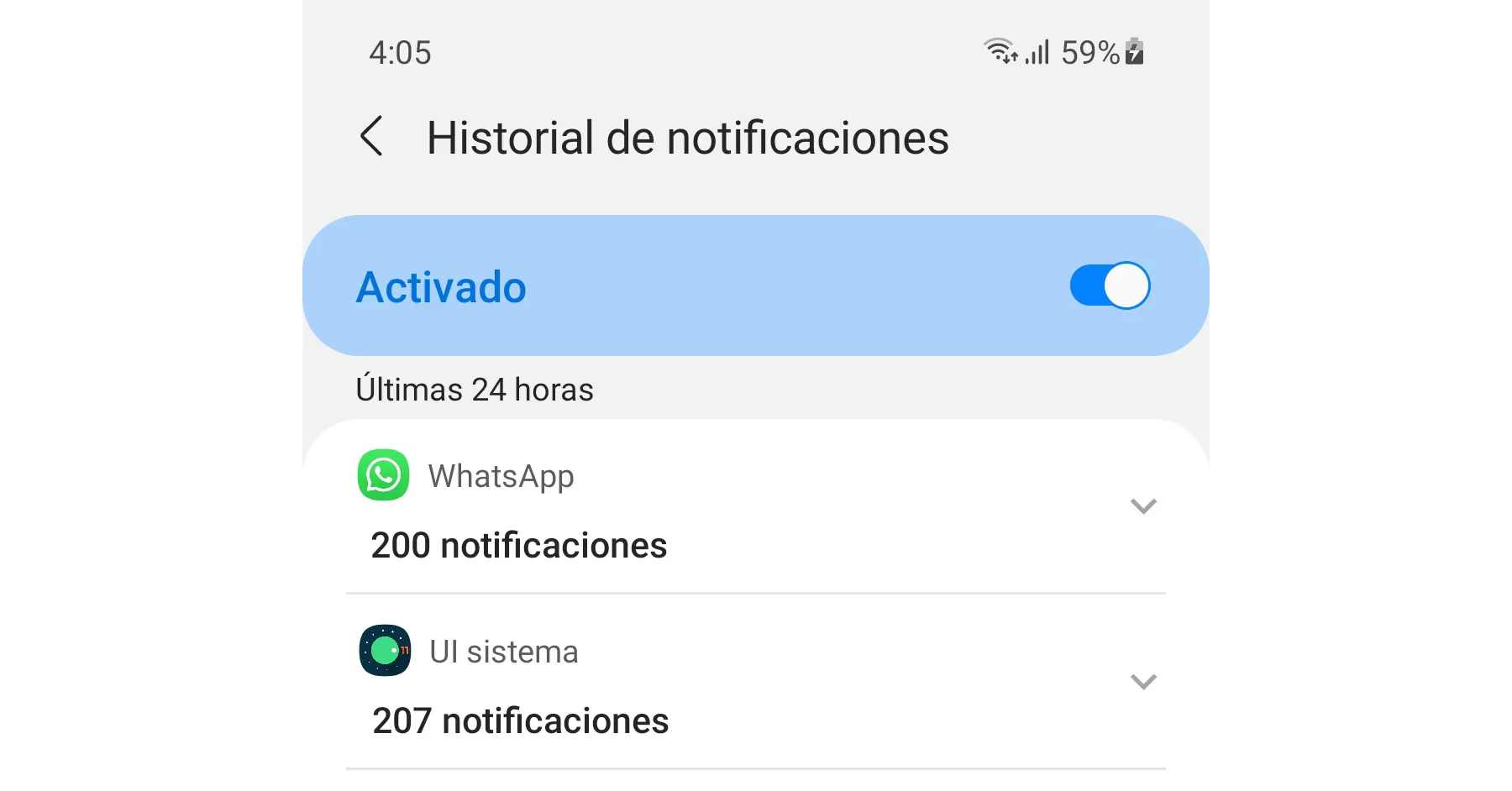 Historial de notificaciones en Android
